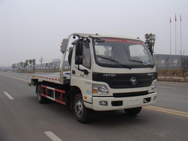 福田平板一拖二清障車