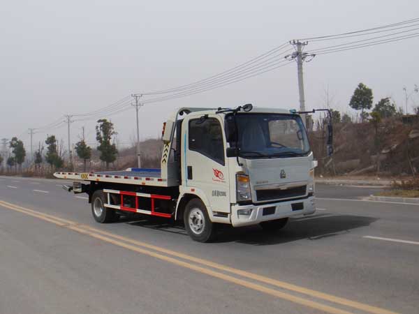 重汽平板一拖二清障車